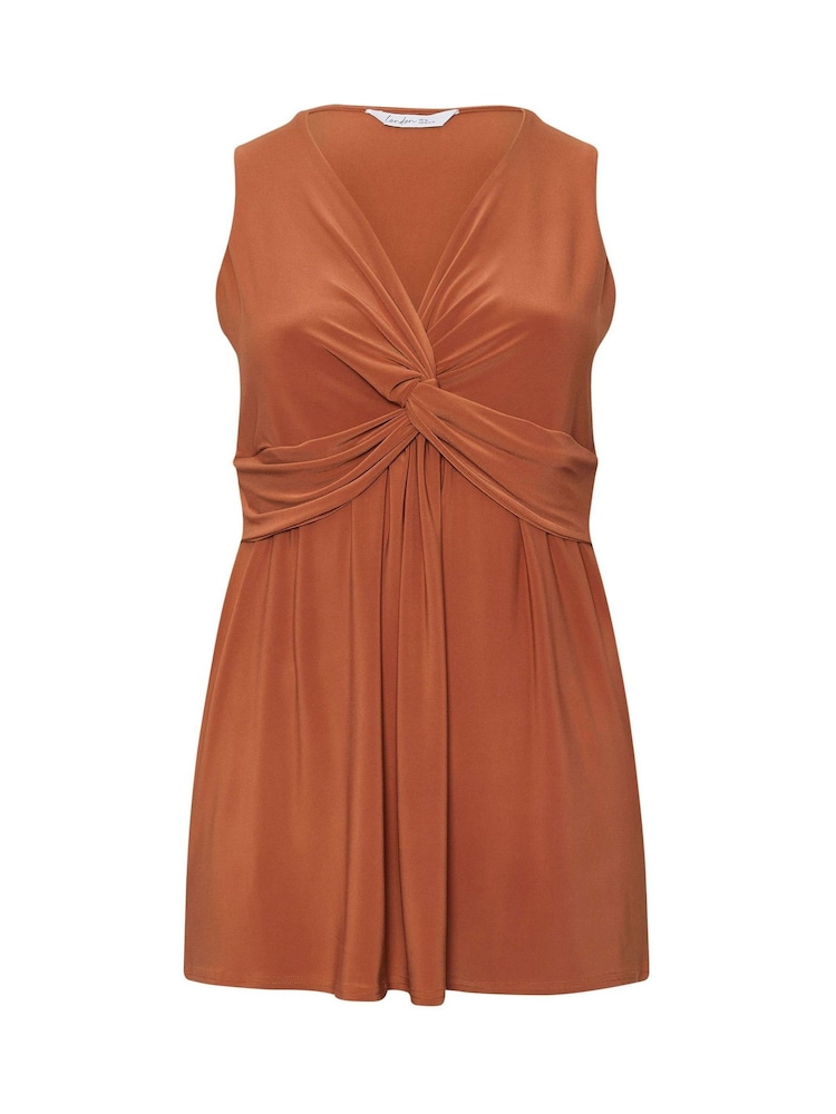 Yours Curve Orange London Sleeveless Knot Front Top - Image 5 of 5