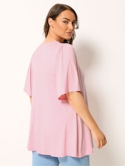 Yours Curve Pink Pleated Front Swing Top - Image 3 of 5