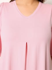 Yours Curve Pink Pleated Front Swing Top - Image 4 of 5