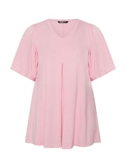 Yours Curve Pink Pleated Front Swing Top - Image 5 of 5