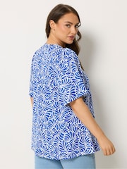 Yours Curve Blue Pleated Front Swing Top - Image 3 of 4