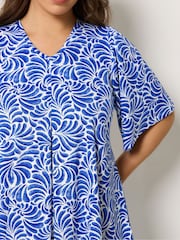 Yours Curve Blue Pleated Front Swing Top - Image 4 of 4