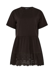 Yours Curve Brown Tiered Anglaise Peplum Top - Image 5 of 5