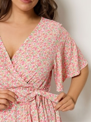 Yours Curve Pink Textured Wrap Top - Image 4 of 4