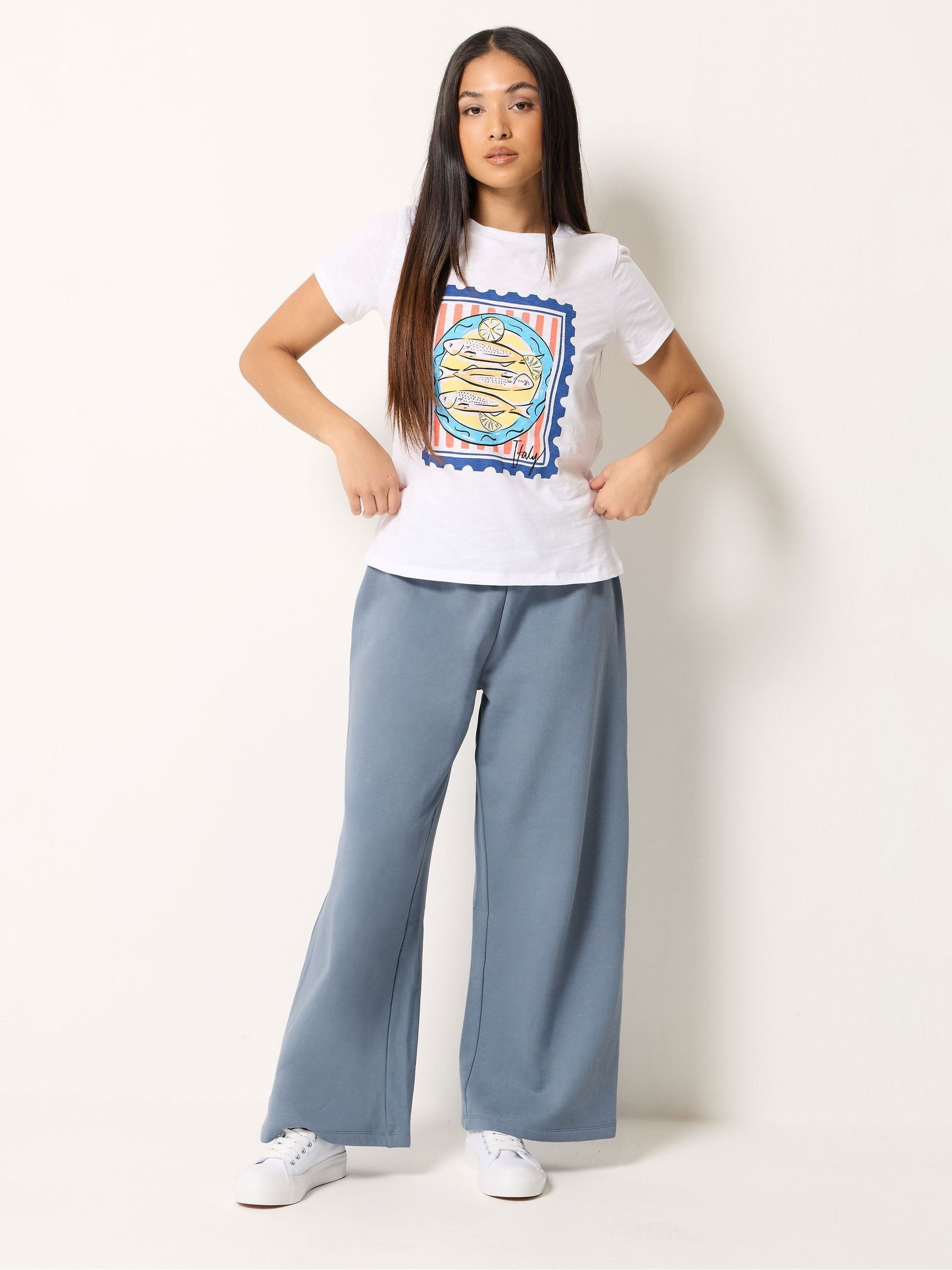 M & Co Women's Blue Wide Leg Joggers