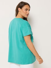 Yours Curve Green Placement Print Tropical T-Shirt - Image 3 of 5