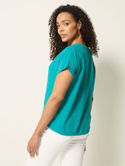 M&Co Green Short Sleeve Button Through Blouse - Image 3 of 5
