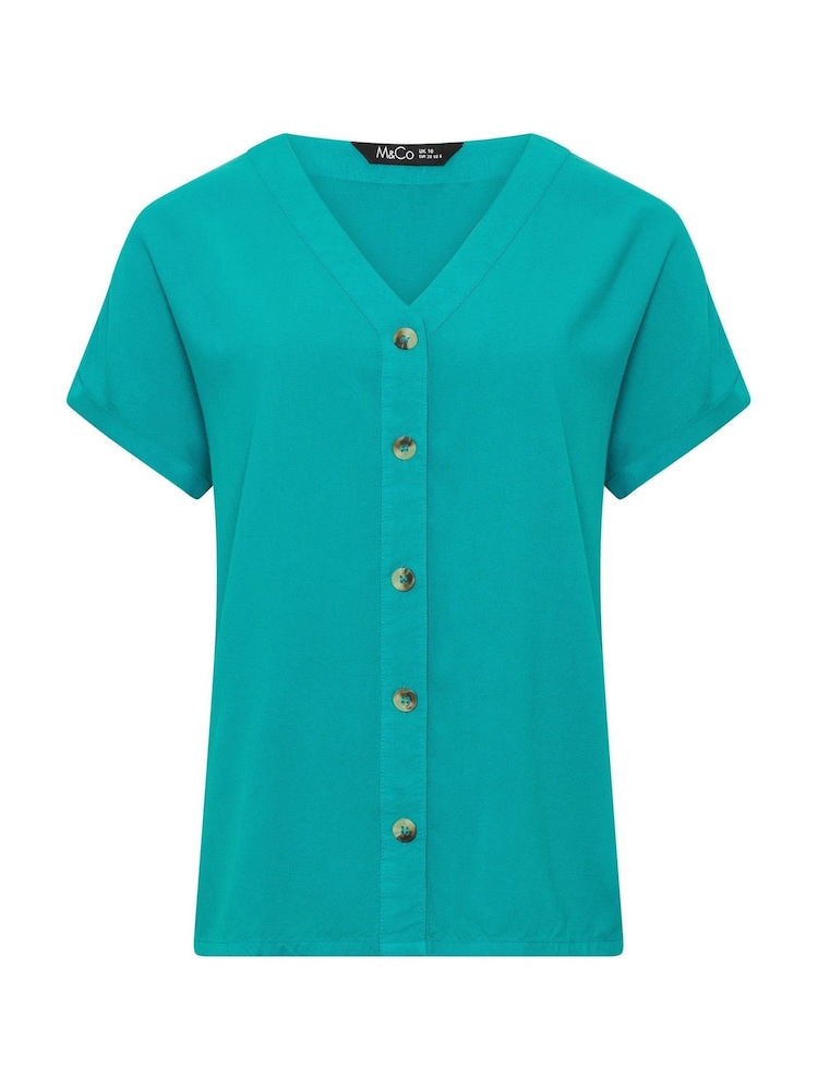 M&Co Green Short Sleeve Button Through Blouse - Image 5 of 5 M&Co Green Short Sleeve Button Through Blouse - Image 5 of 5