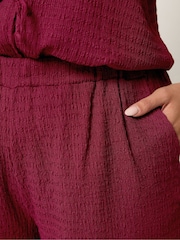 Yours Curve Red Textured Resort Shorts - Image 4 of 5