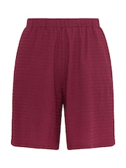 Yours Curve Red Textured Resort Shorts - Image 5 of 5