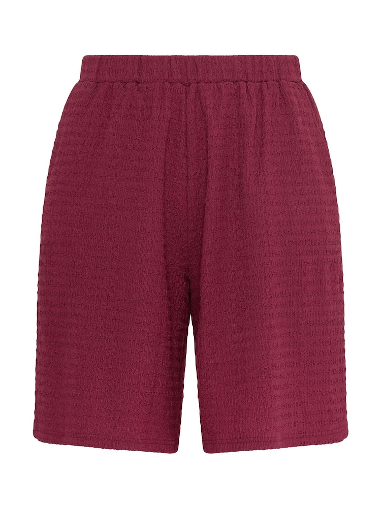 Yours Curve Red Textured Resort Shorts - Image 5 of 5