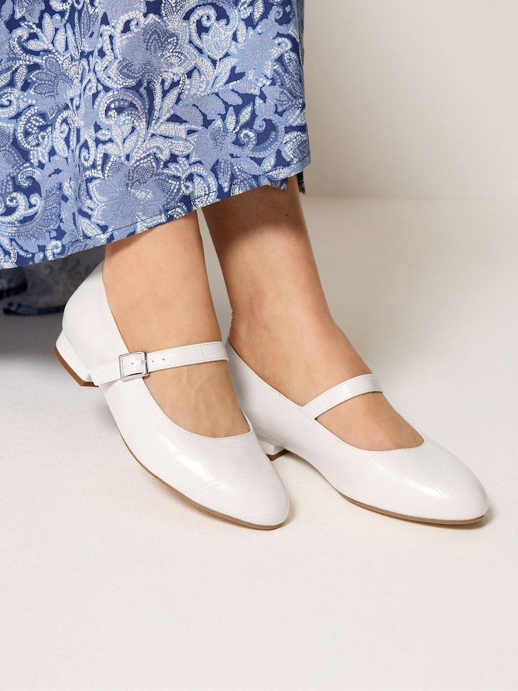 Long Tall Sally White Mary Jane Low Heels - Image 1 of 5