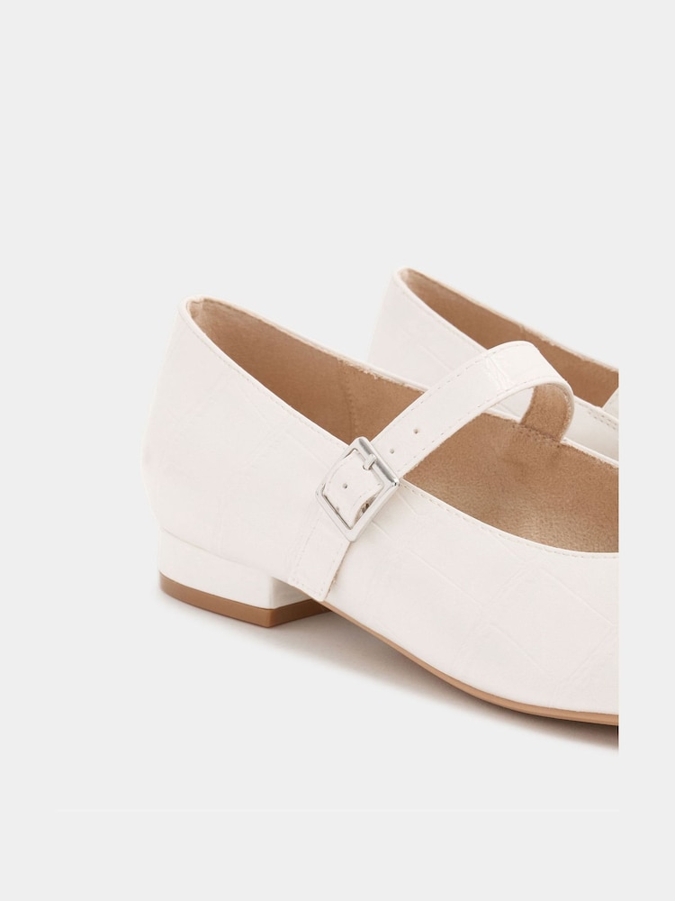 Long Tall Sally White Mary Jane Low Heels - Image 5 of 5