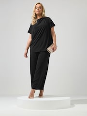Yours Curve Black London Pleated Shoulder Top - Image 2 of 5