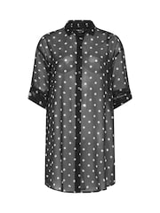 Yours Curve Black Polka Dot Longline Shirt - Image 5 of 5