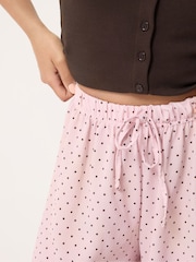PixieGirl Petite Pink Spot Print Wide Leg Trousers - Image 3 of 5