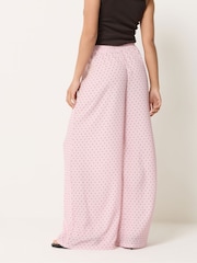 PixieGirl Petite Pink Spot Print Wide Leg Trousers - Image 4 of 5