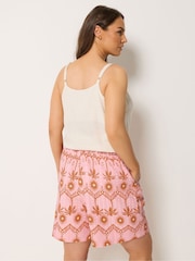 Yours Curve Pink Palm Printed Woven Shorts - Image 3 of 5