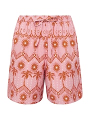 Yours Curve Pink Palm Printed Woven Shorts - Image 5 of 5