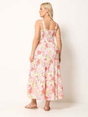 Yours Curve Pink Tiered Shirred Sundress - Image 3 of 5