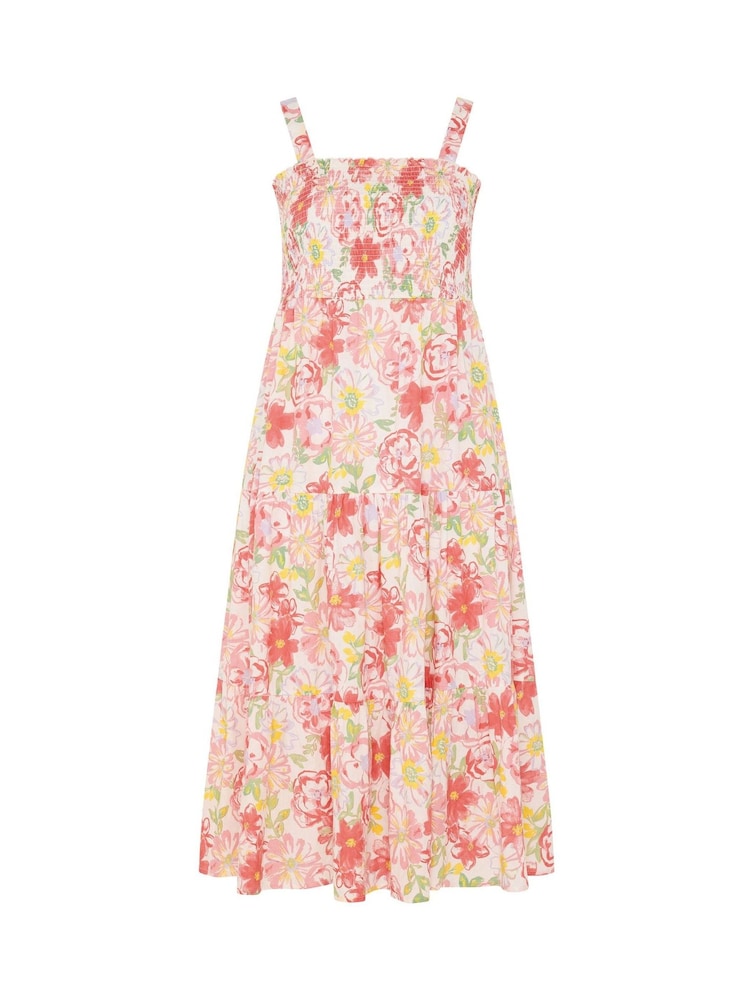 Yours Curve Pink Tiered Shirred Sundress - Image 5 of 5