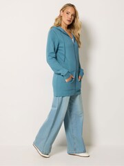 Long Tall Sally Blue Longline Zip Through Hoodie - Image 2 of 5