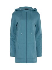 Long Tall Sally Blue Longline Zip Through Hoodie - Image 5 of 5