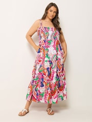 Yours Curve Light Pink Tiered Shirred Sundress - Image 1 of 5