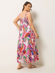 Yours Curve Light Pink Tiered Shirred Sundress - Image 3 of 5