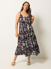Yours Curve Brown Tiered Maxi Dress - Image 2 of 5