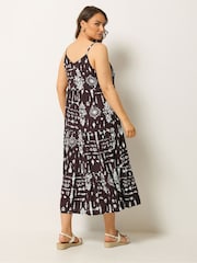 Yours Curve Brown Tiered Maxi Dress - Image 3 of 5