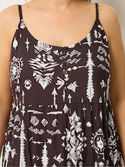 Yours Curve Brown Tiered Maxi Dress - Image 4 of 5