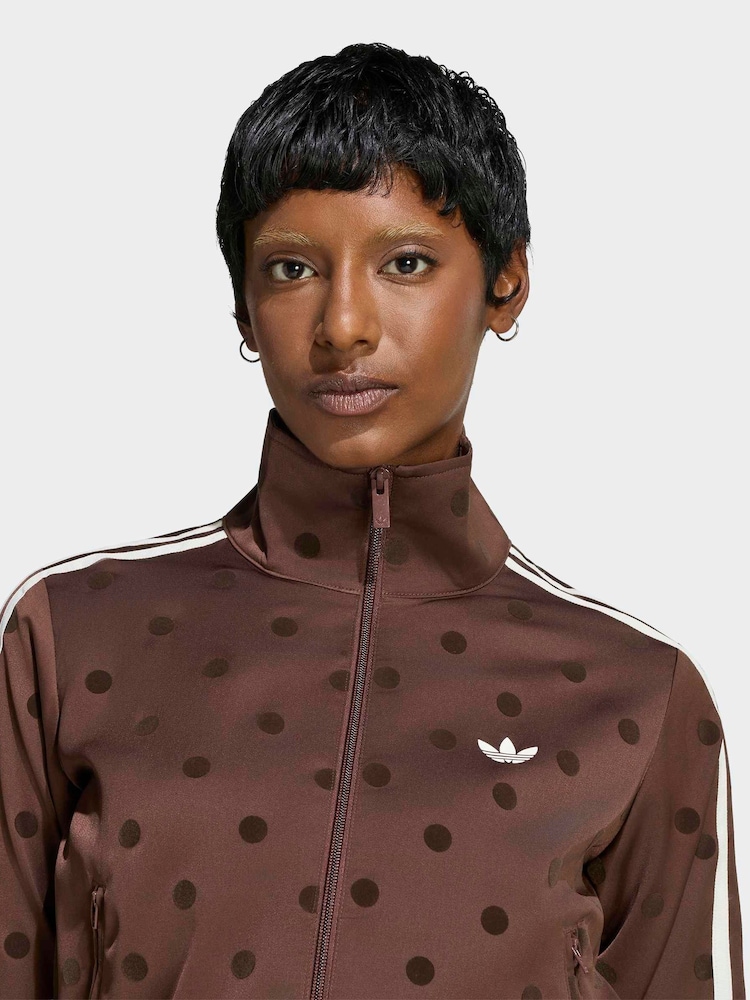 adidas Originals Brown Polka Dot Firebird Satin Track Top Jacket - Image 4 of 4 adidas Originals Brown Polka Dot Firebird Satin Track Top Jacket - Image 4 of 4