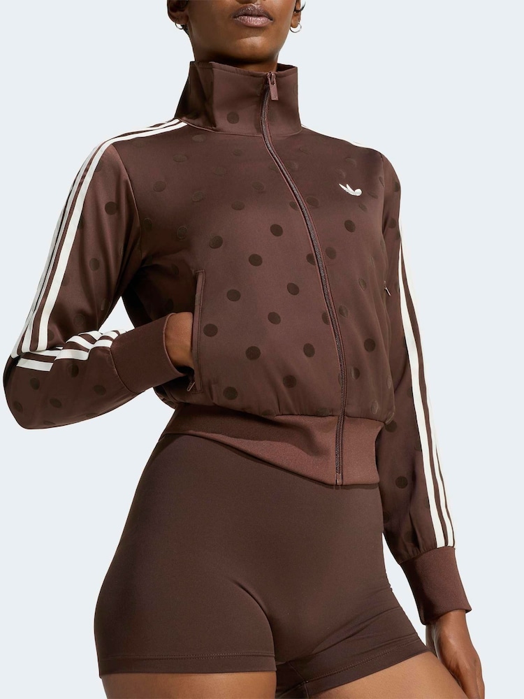 adidas Originals Brown Polka Dot Firebird Satin Track Top Jacket - Image 5 of 5 adidas Originals Brown Polka Dot Firebird Satin Track Top Jacket - Image 5 of 5