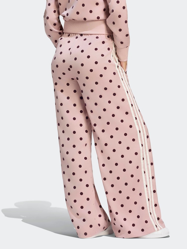 adidas Originals Dusky Pink Polka Dot Wide Leg Trousers - Image 2 of 5