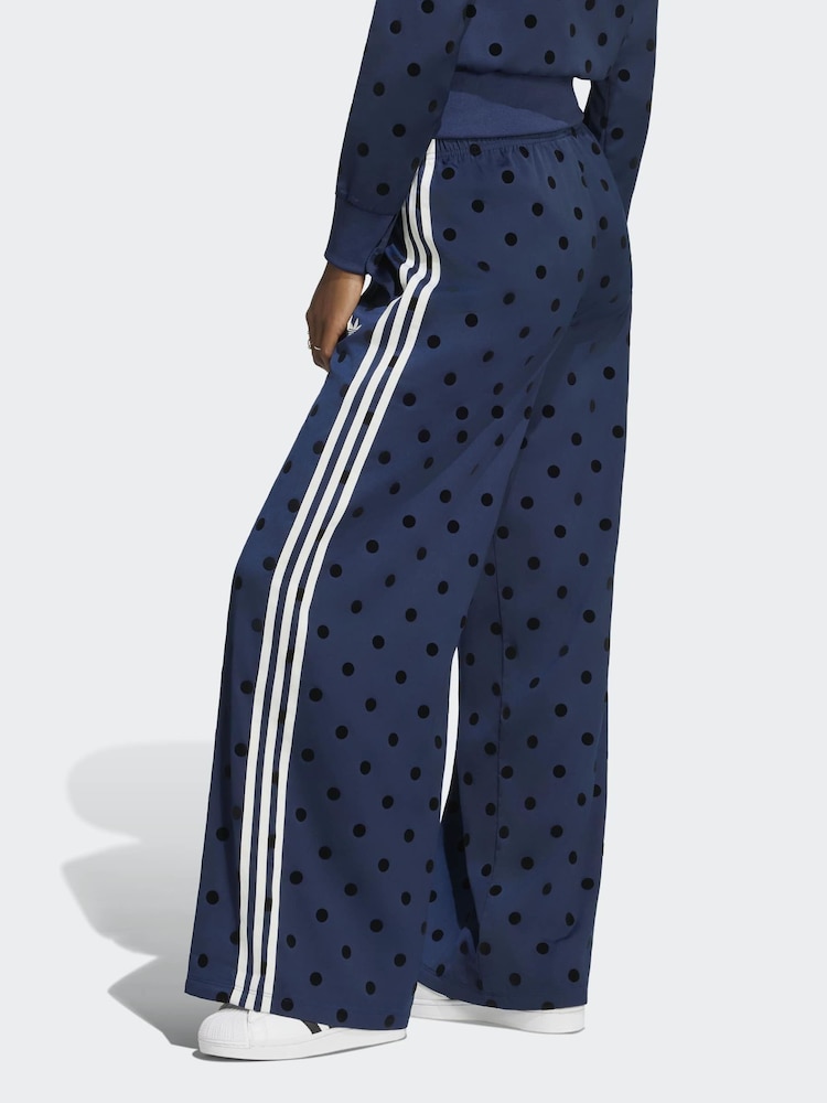 adidas Originals Indigo Blue Polka Dot Wide Leg Trousers - Image 2 of 5