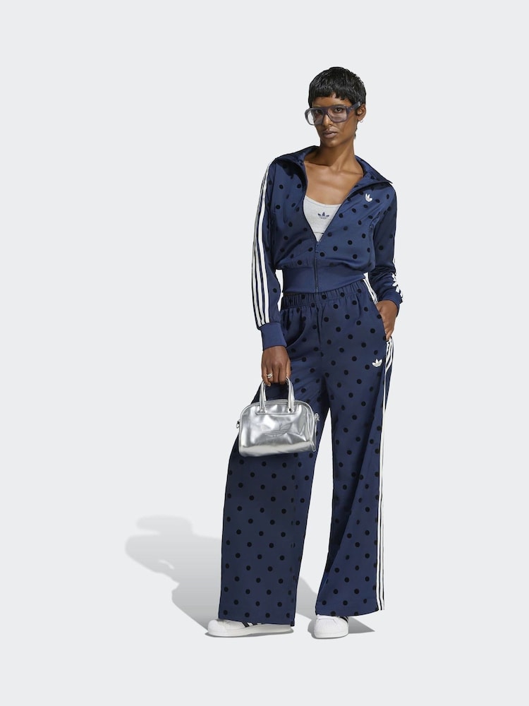 adidas Originals Indigo Blue Polka Dot Wide Leg Trousers - Image 5 of 5