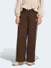 adidas Originals Brown Polka Dot Wide Leg Trousers - Image 1 of 6
