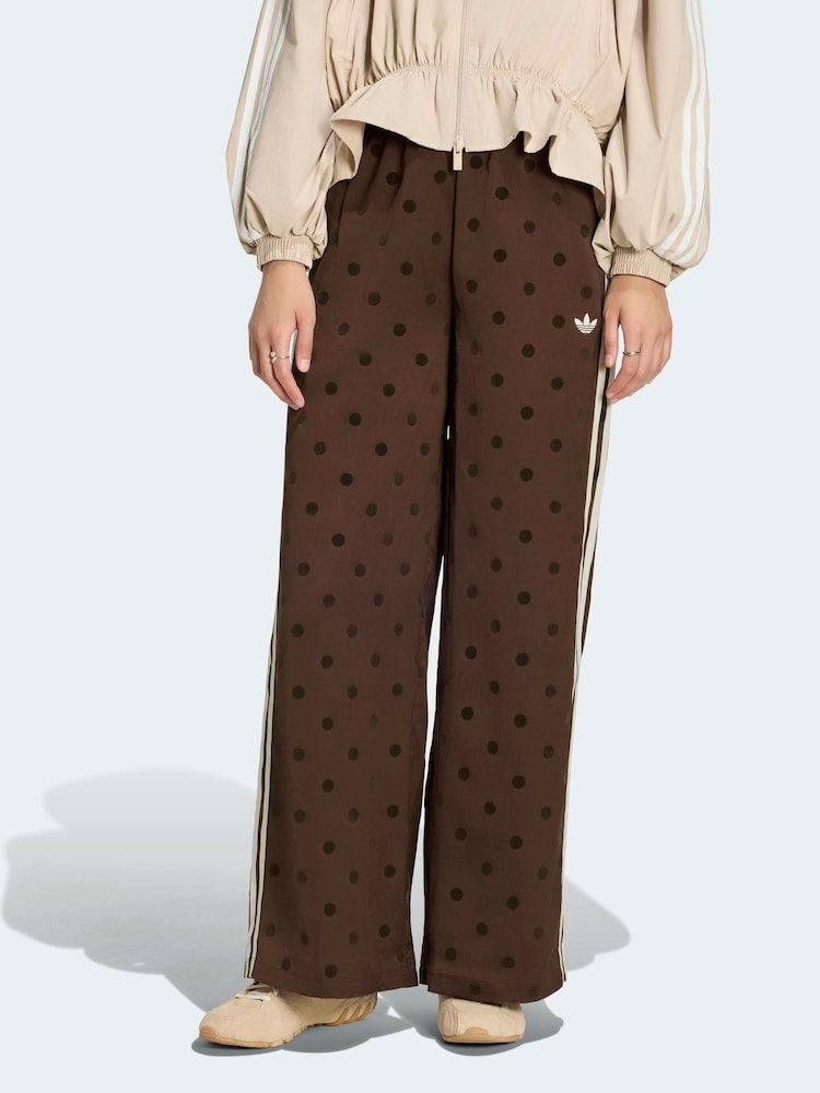 adidas Originals Brown Polka Dot Wide Leg Trousers - Image 1 of 6