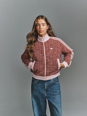 adidas Pink/White Boucle Vintage Track Top - Image 1 of 5
