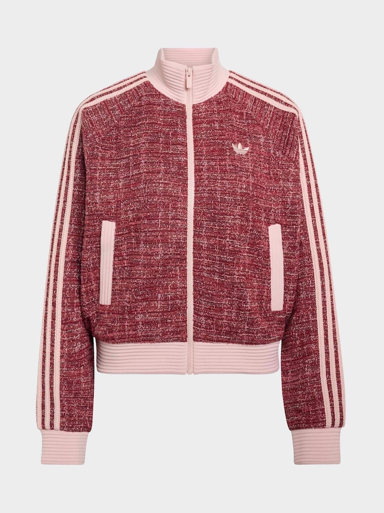 adidas Pink/White Boucle Vintage Track Top - Image 5 of 5