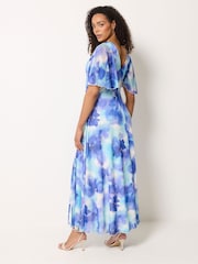 M&Co Blue Mesh Angel Sleeve Maxi Dress - Image 3 of 5