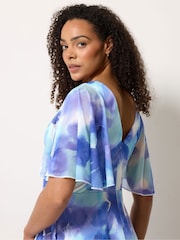 M&Co Blue Mesh Angel Sleeve Maxi Dress - Image 4 of 5
