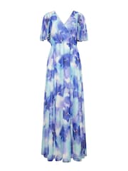 M&Co Blue Mesh Angel Sleeve Maxi Dress - Image 5 of 5