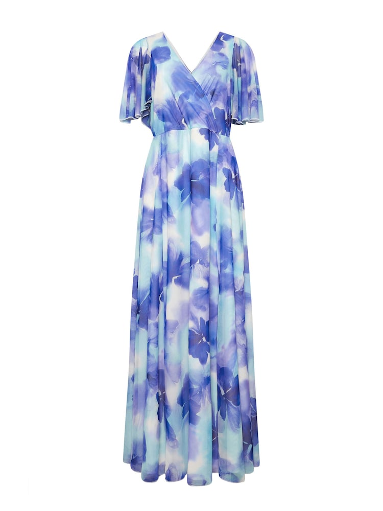 M&Co Blue Mesh Angel Sleeve Maxi Dress - Image 5 of 5