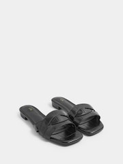 Long Tall Sally Black Twisted Block Mule Sandals - Image 1 of 3