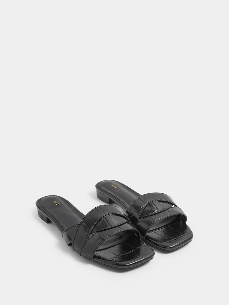 Long Tall Sally Black Twisted Block Mule Sandals - Image 1 of 3