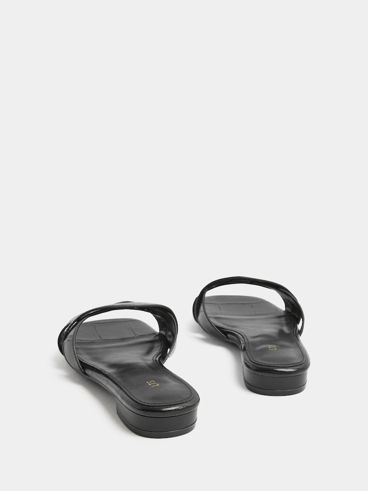 Long Tall Sally Black Twisted Block Mule Sandals - Image 2 of 3
