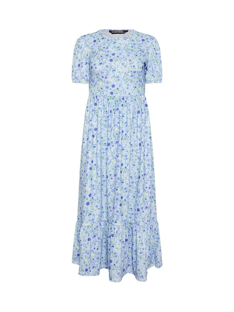 PixieGirl Petite Blue Puff Sleeve Floral Maxi Dress - Image 5 of 5