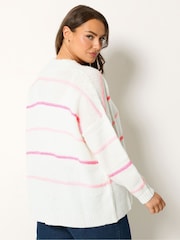 Yours Curve White Stripe Cardigan - Image 3 of 6